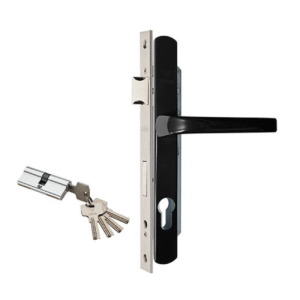 Замок калиточный с ручкой на планке (тех.упак.) Black Arni