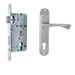 Замок врезной 7504 с ручкой, цилиндром 72ZC SN (матовый никель) ЦАМ Arni